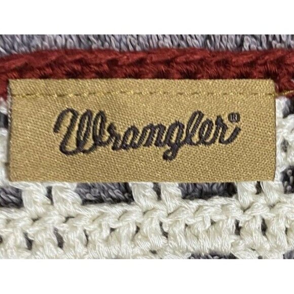 Wrangler Crochet Top Womens L Cream Fringe Trim Open Knit Boho Western - Picture 10 of 12